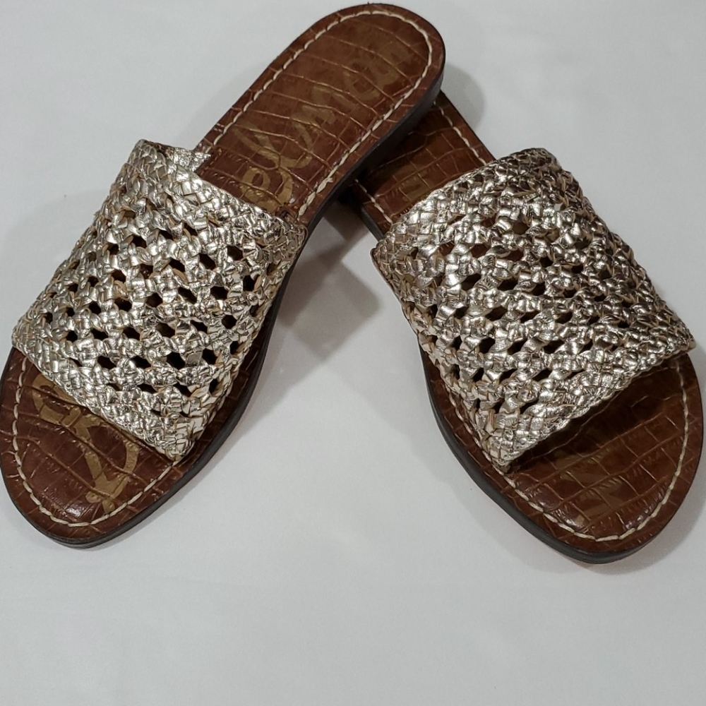 SAM EDELMAN LEATHER GENOVIA Gold Sandal